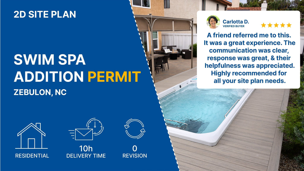 Medium Site Plan For A Swim Spa Addition Permit in North Carolina