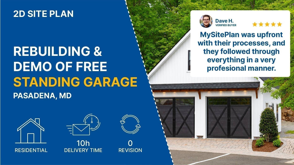 MD Freestanding Garage Demo | Medium Site Plan Case Study