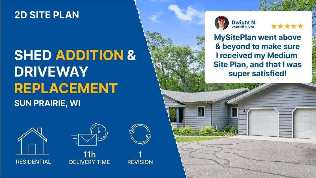 Medium Site Plan for Shed Addition and Driveway Replacement in Wisconsin