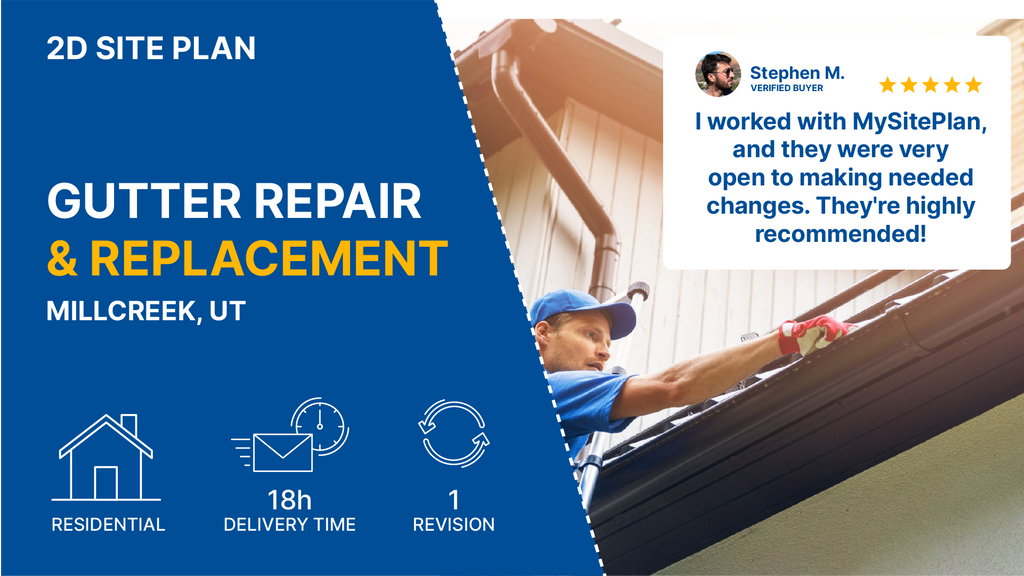 Medium Site Plan For A Gutter Repair and Replacement Permit in Utah