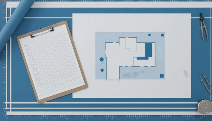 Building permit checklist beside a property site plan