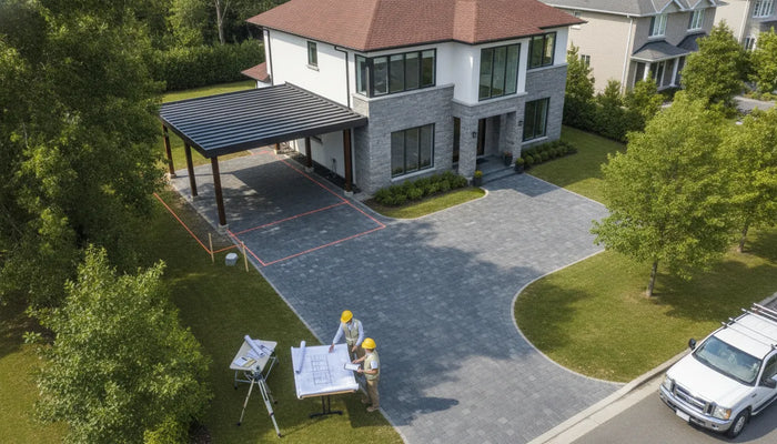 Residential home with a planned carport beside the driveway