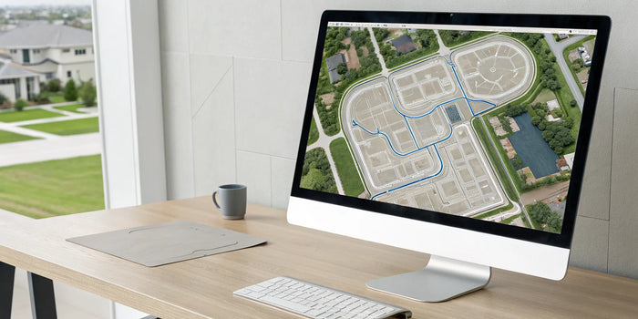 A computer screen showing an online site plan with a satellite view and property layout.