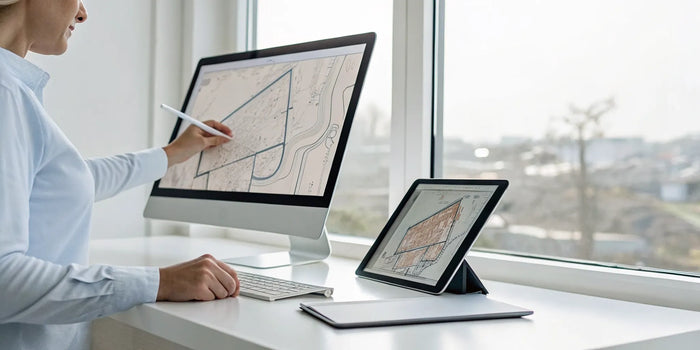 Person getting a site plan with contour lines online.