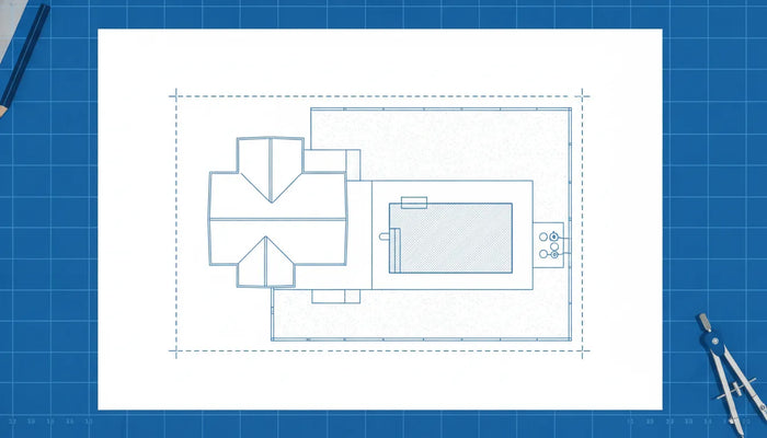 Overhead pool permit site plan with pool placement and setbacks