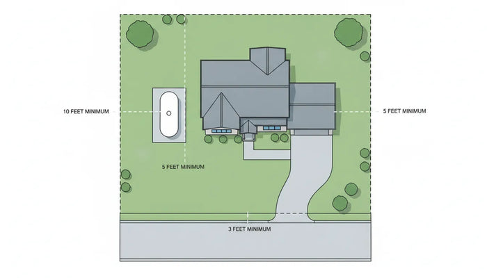 Aerial view of a home and proposed propane tank placement