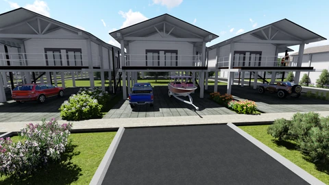 Image of Photorealistic 3d architectural renderings of housing complex car ports created by My Site Plan