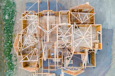 Aerial view of a house construction