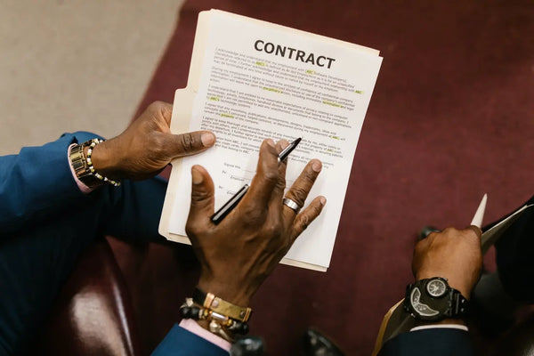 close up shot of a contract